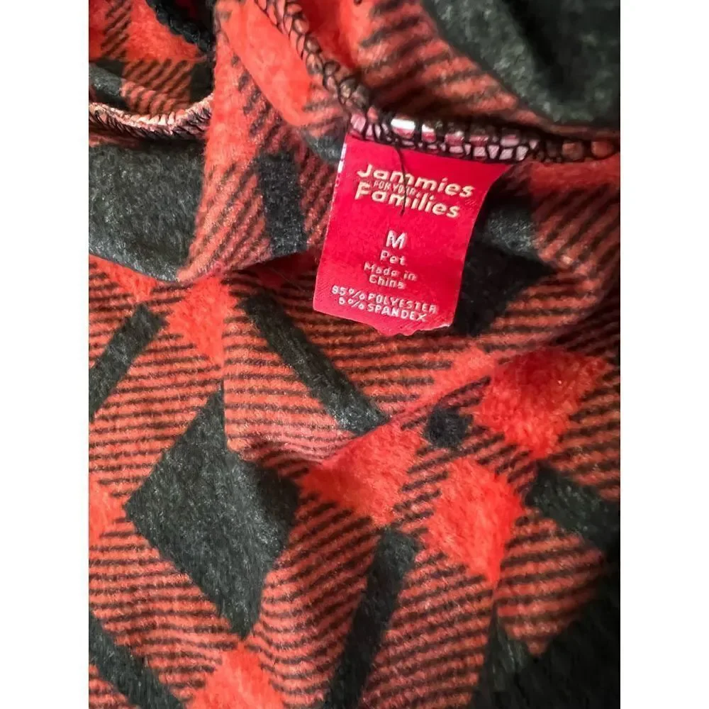 NWT! Jammies for your Families Red Flannel Plaid Dog Onesie Pet Pajamas Medium